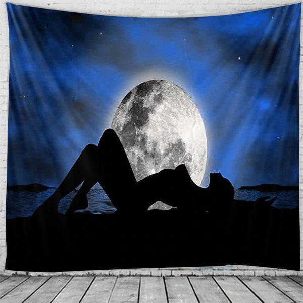 HKM-827603 Moon Girl Printed Multifunctional Tapestry - Versatile Wall Decor & Blanket