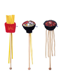 HKM-8276285 Plush Hot Pot Ramen and French Fries Cat Stick Toy for Interactive Play