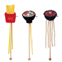 HKM-8276285 Plush Hot Pot Ramen and French Fries Cat Stick Toy for Interactive Play