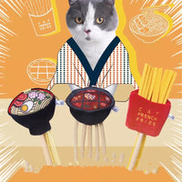 HKM-8276285 Plush Hot Pot Ramen and French Fries Cat Stick Toy for Interactive Play