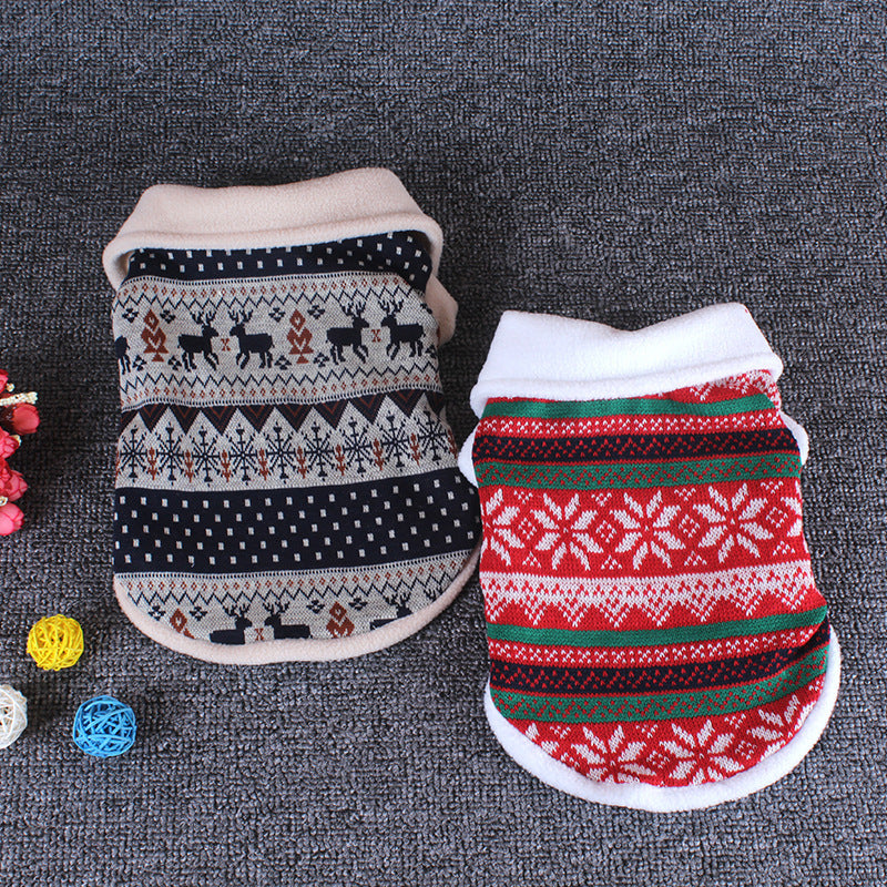 HKM-8277821 Cozy Cotton Jacquard Dog Sweater for Fall and Winter in Black and Red