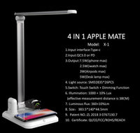 HKM-827923 4-in-1 Wireless Charging Desk Lamp for Apple Devices – Compatible with iPhone, Watch, and Headset
