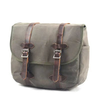 HKM-827923 Vintage Dyed Wax Canvas Motorcycle Side Bag with Leather Accents