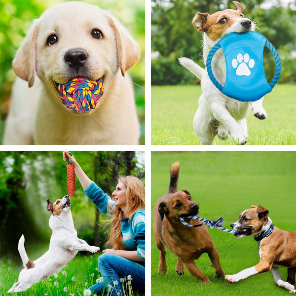 HKM-8280637 Golden Dog Chew Toy Set - Two-Color Corn, Cotton Balls & Play Balls for Large & Small Dogs