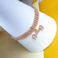 HKM-8281789 Three-Drain Drill Zircon Bone Pet Collar in Gold and Rose Gold, Copper with Rhinestones, All Seasons Style