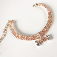HKM-8281789 Three-Drain Drill Zircon Bone Pet Collar in Gold and Rose Gold, Copper with Rhinestones, All Seasons Style
