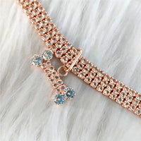 HKM-8281789 Three-Drain Drill Zircon Bone Pet Collar in Gold and Rose Gold, Copper with Rhinestones, All Seasons Style