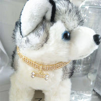 HKM-8281789 Three-Drain Drill Zircon Bone Pet Collar in Gold and Rose Gold, Copper with Rhinestones, All Seasons Style