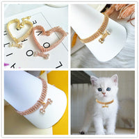 HKM-8281789 Three-Drain Drill Zircon Bone Pet Collar in Gold and Rose Gold, Copper with Rhinestones, All Seasons Style