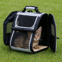 HKM-8282045 Expandable Pet Carrier Backpack with Breathable Mesh for Small Dogs and Cats, Holds Up to 26 lbs