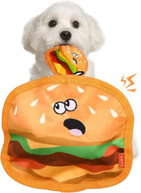 HKM-828243 Durable Crinkle Squeaky Dog Toy for Interactive Play - Stuffing-Free Hamburger Design