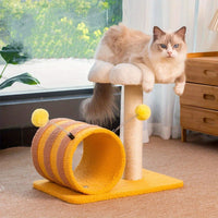 HKM-8283069 Cat Climbing Frame with Sisal Scratching Board and Tunnel, Compact Design for Playful Cats