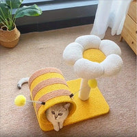 HKM-8283069 Cat Climbing Frame with Sisal Scratching Board and Tunnel, Compact Design for Playful Cats