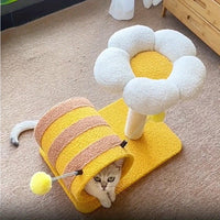 HKM-8283069 Cat Climbing Frame with Sisal Scratching Board and Tunnel, Compact Design for Playful Cats