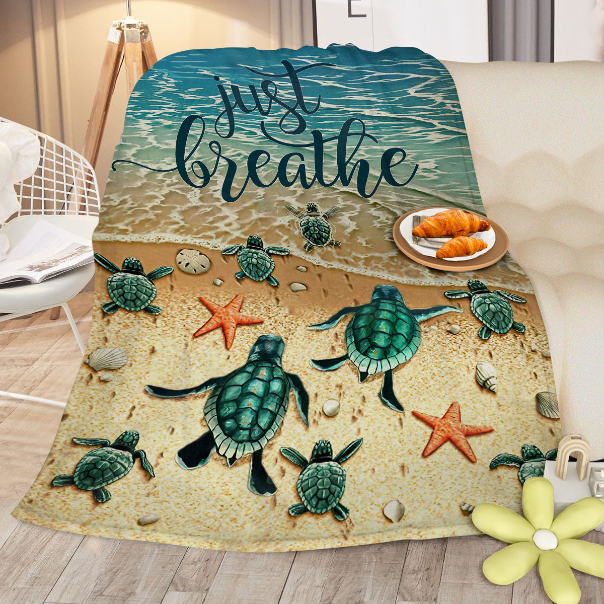HKM-828371 Tropical Sea Turtle 3D Flannel Fleece Blanket - Soft Plush Throw for Bed, Sofa, Car - Multiple Sizes Available