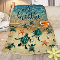 HKM-828371 Tropical Sea Turtle 3D Flannel Fleece Blanket - Soft Plush Throw for Bed, Sofa, Car - Multiple Sizes Available