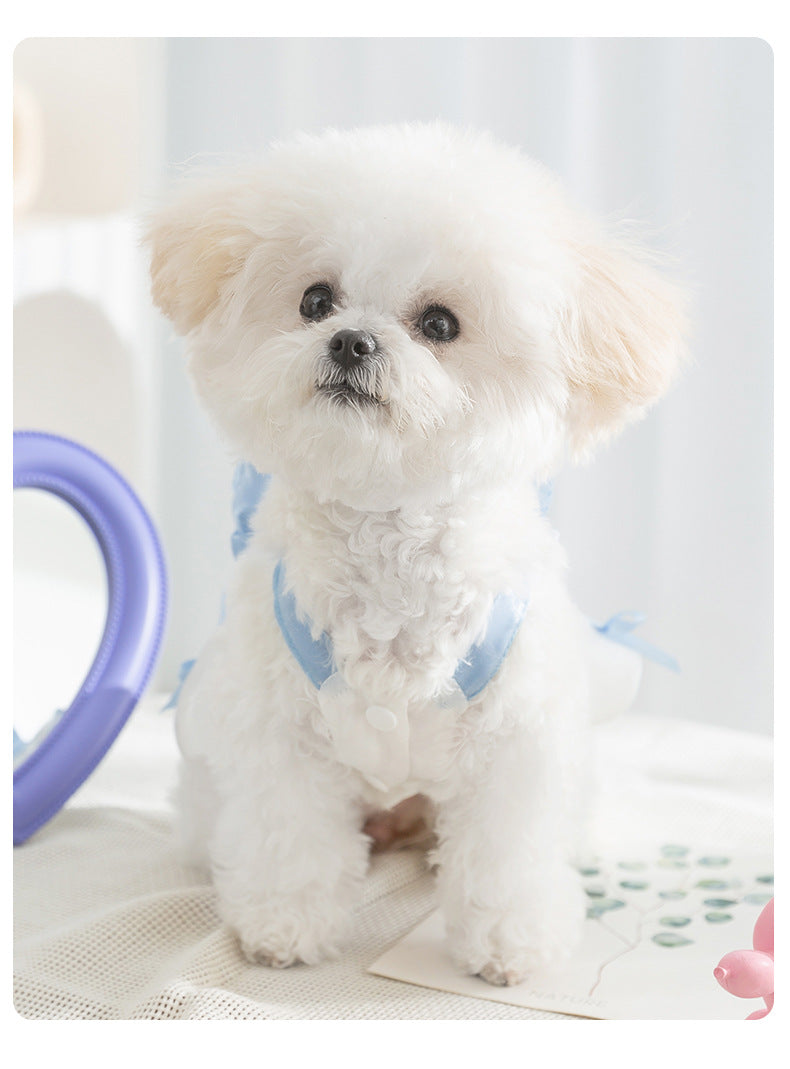 HKM-8284349 Elegant White Bow Princess Style Traction Dog Clothes for All Sizes
