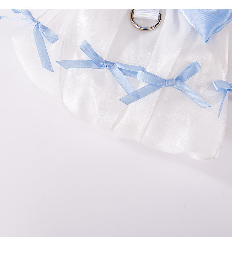 HKM-8284349 Elegant White Bow Princess Style Traction Dog Clothes for All Sizes