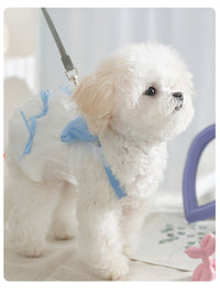 HKM-8284349 Elegant White Bow Princess Style Traction Dog Clothes for All Sizes