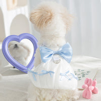 HKM-8284349 Elegant White Bow Princess Style Traction Dog Clothes for All Sizes