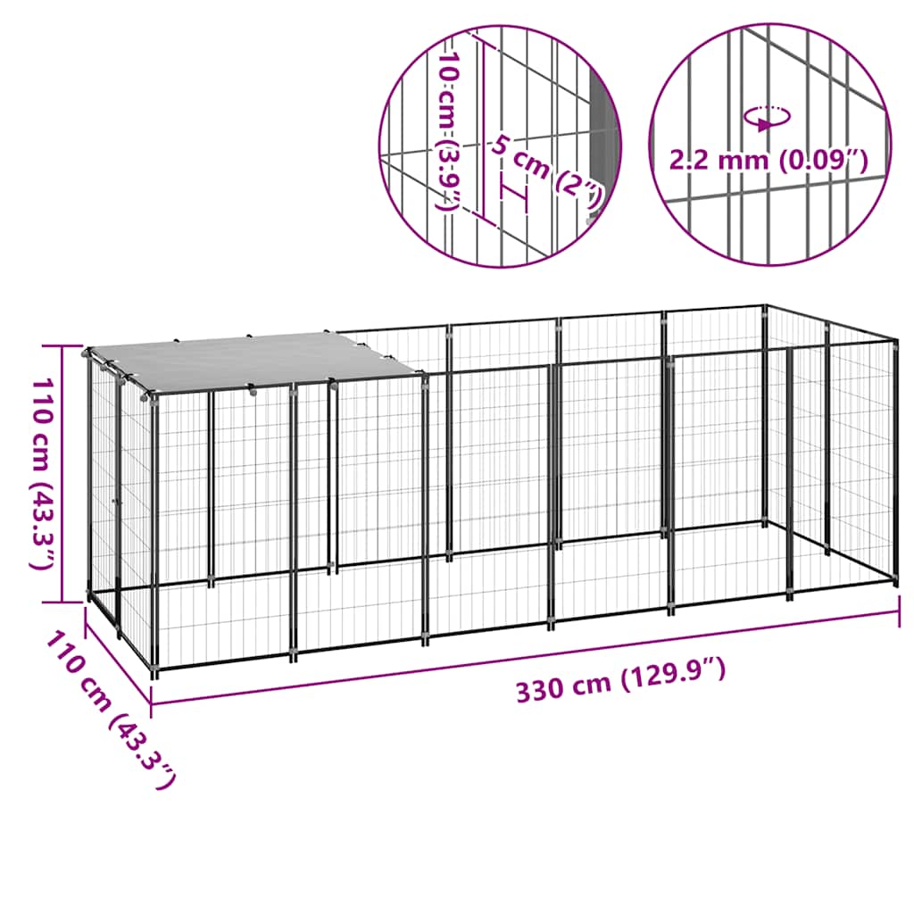 HKM-8284861 Spacious Outdoor Dog Kennel with Steel Mesh Walls and UV-Resistant Roof