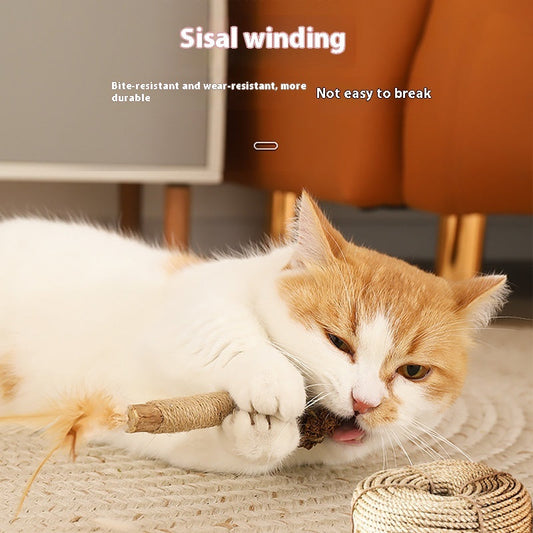 HKM-8285629 Cat Teeth Grinding Rod - Wooden Polygonum Tooth Care Tool for Cats