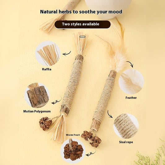 HKM-8285629 Cat Teeth Grinding Rod - Wooden Polygonum Tooth Care Tool for Cats