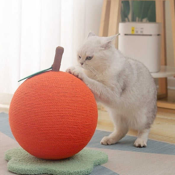 HKM-8285757 Oversized Cat Scratch Board with Hemp Rope Grip Ball in Orange