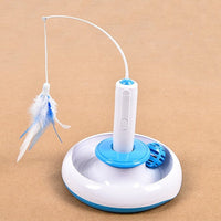 HKM-8286397 360-Degree Rotating Interactive Cat Toy Turntable with Feather Replenishment