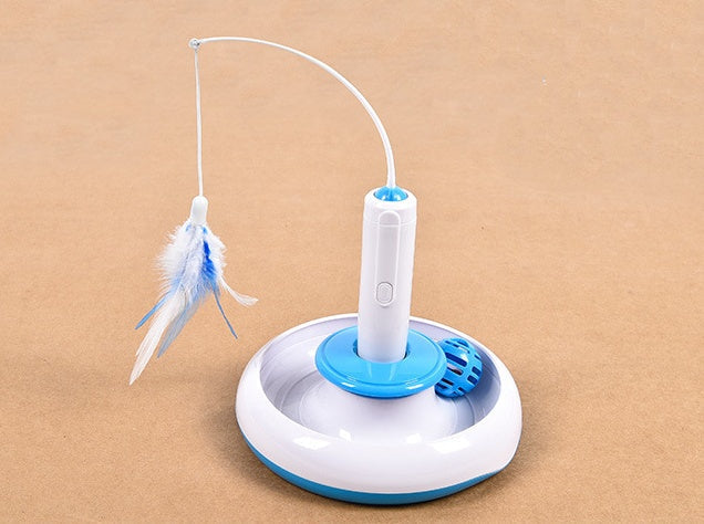 HKM-8286397 360-Degree Rotating Interactive Cat Toy Turntable with Feather Replenishment