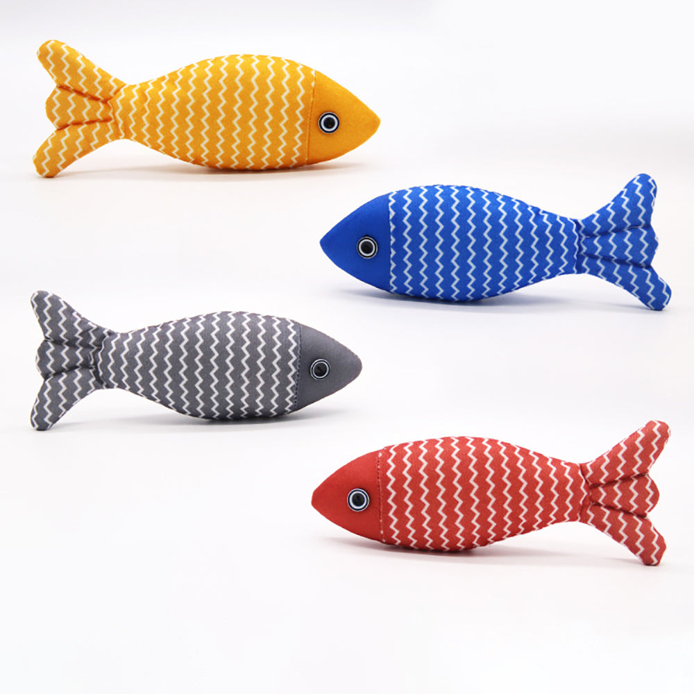 HKM-8287037 Catnip Fish Kicker Toy - Soft Plush Teething Pillow for Indoor Kittens - Durable, Crinkle Sound, Interactive Fun