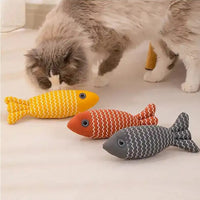 HKM-8287037 Catnip Fish Kicker Toy - Soft Plush Teething Pillow for Indoor Kittens - Durable, Crinkle Sound, Interactive Fun