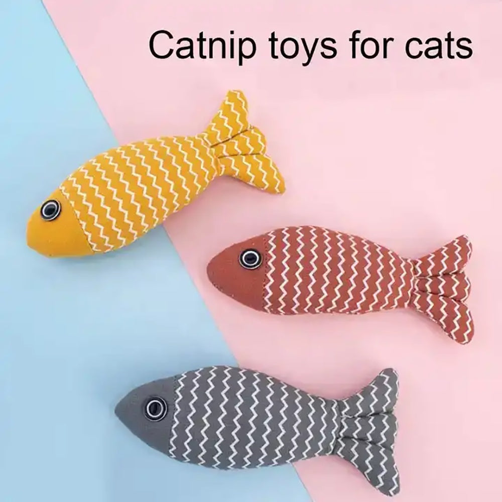 HKM-8287037 Catnip Fish Kicker Toy - Soft Plush Teething Pillow for Indoor Kittens - Durable, Crinkle Sound, Interactive Fun