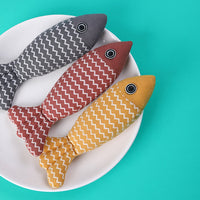 HKM-8287037 Catnip Fish Kicker Toy - Soft Plush Teething Pillow for Indoor Kittens - Durable, Crinkle Sound, Interactive Fun