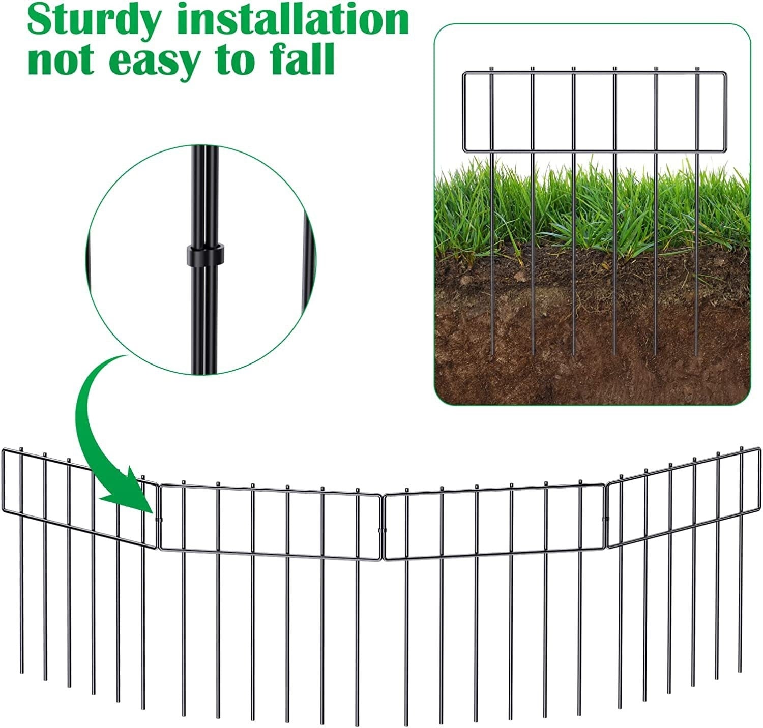 HKM-8287165 Metal Garden Floor Anti-Animal Fence - 5 Pack Steel Wire Barrier (33x43x0.35 cm)
