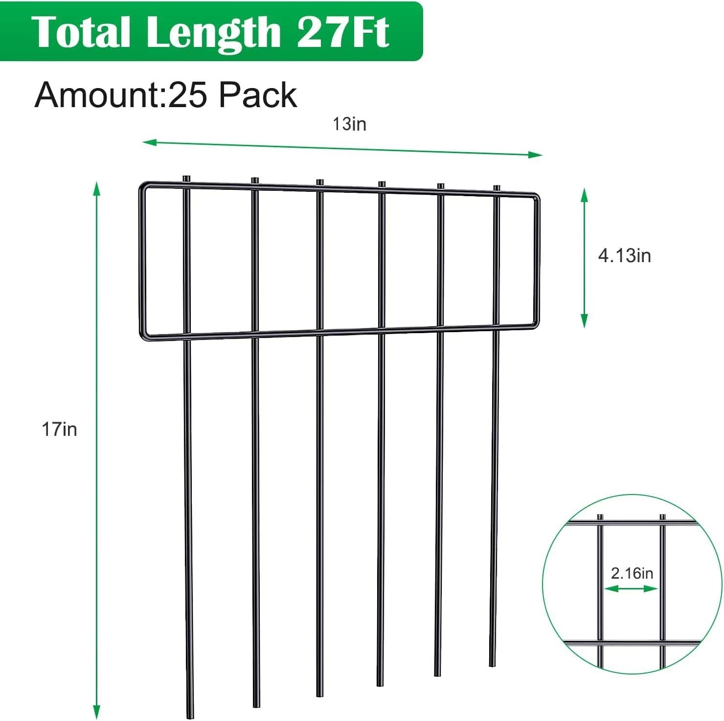 HKM-8287165 Metal Garden Floor Anti-Animal Fence - 5 Pack Steel Wire Barrier (33x43x0.35 cm)