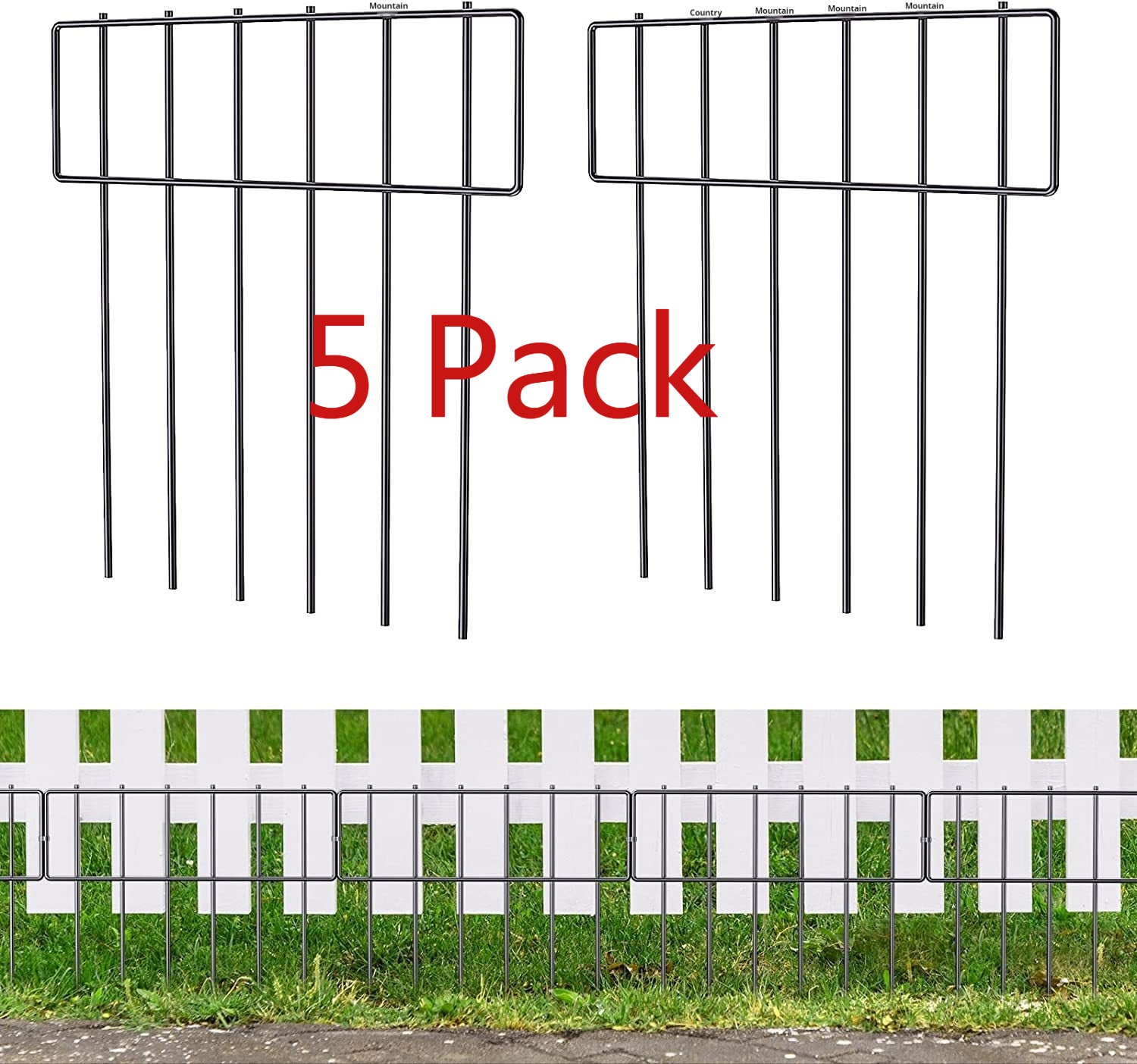 HKM-8287165 Metal Garden Floor Anti-Animal Fence - 5 Pack Steel Wire Barrier (33x43x0.35 cm)
