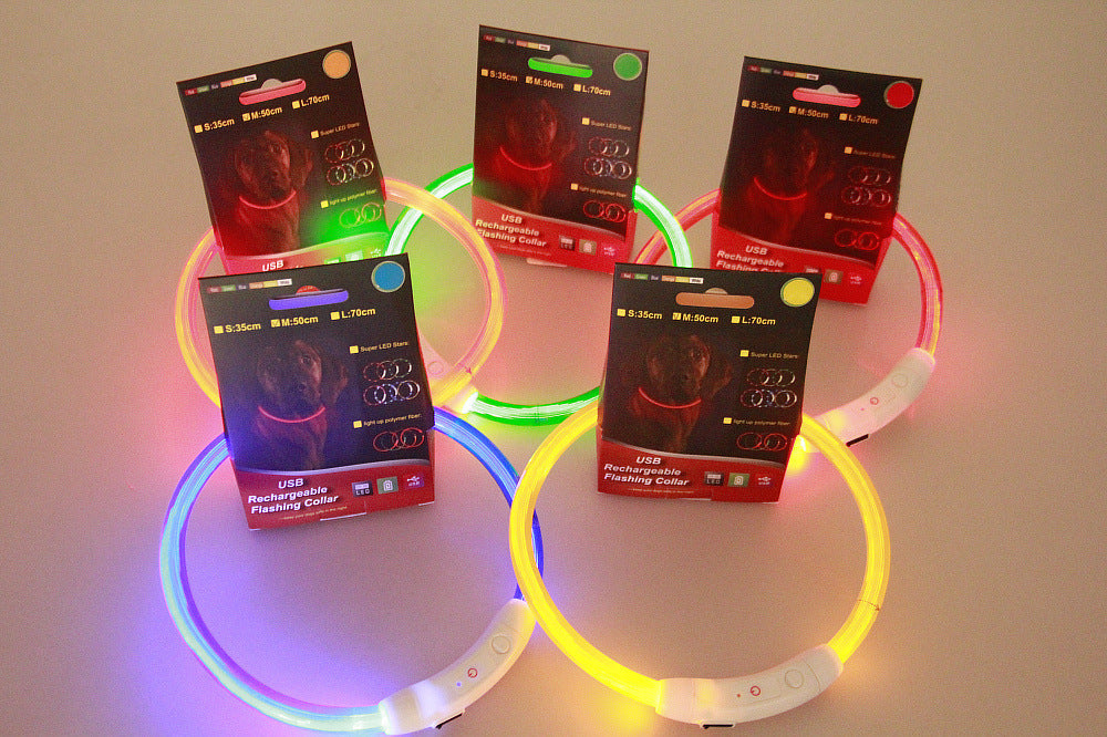 HKM-8287549 USB Rechargeable Glow-in-the-Dark Safety Collar for Dogs - Visible Up to 500 Meters, Available in Multiple Sizes