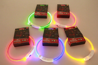 HKM-8287549 USB Rechargeable Glow-in-the-Dark Safety Collar for Dogs - Visible Up to 500 Meters, Available in Multiple Sizes