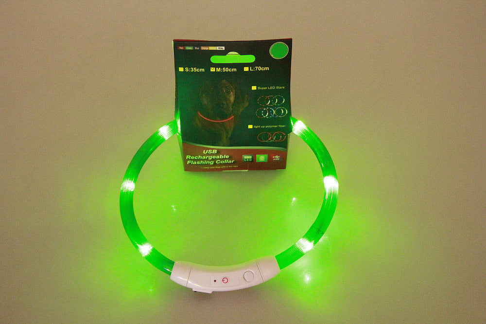 HKM-8287549 USB Rechargeable Glow-in-the-Dark Safety Collar for Dogs - Visible Up to 500 Meters, Available in Multiple Sizes