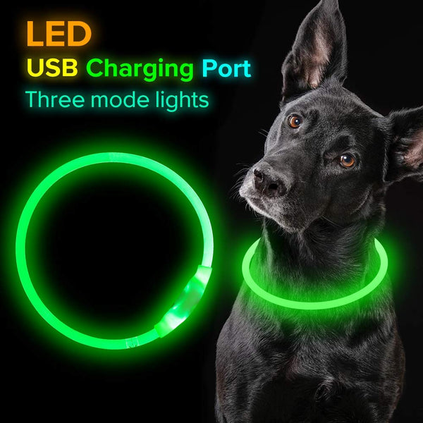 HKM-8287549 USB Rechargeable Glow-in-the-Dark Safety Collar for Dogs - Visible Up to 500 Meters, Available in Multiple Sizes