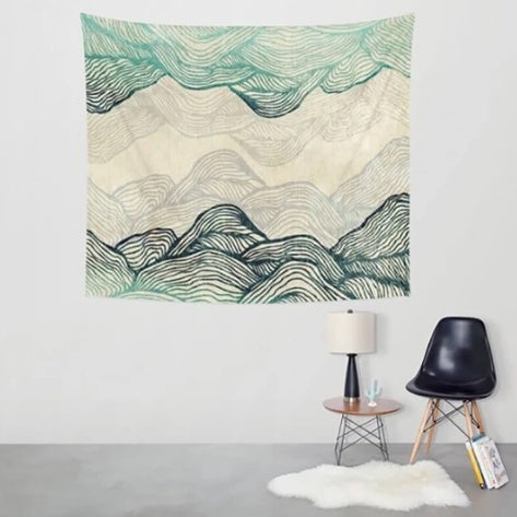 HKM-828755 Dreamland Mountains Polyester Tapestry – Vibrant Scenic Wall Hanging for Home Decor