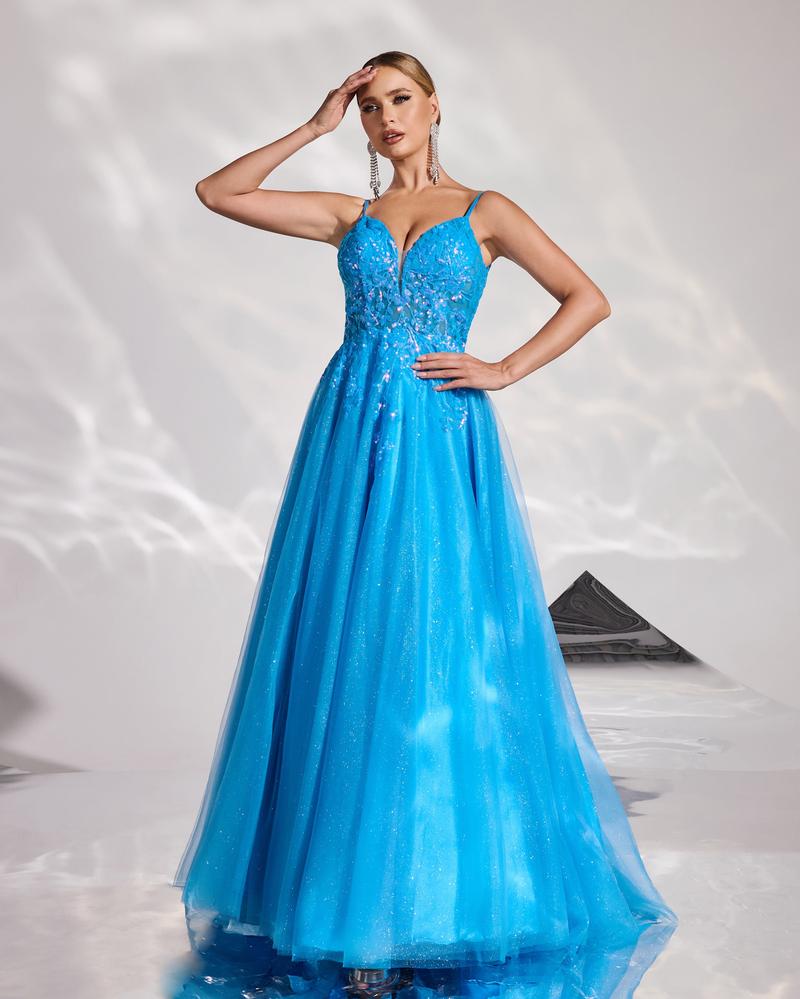 HKM-828755 Elegant Blue Evening Gown for Women - Style EZ25173