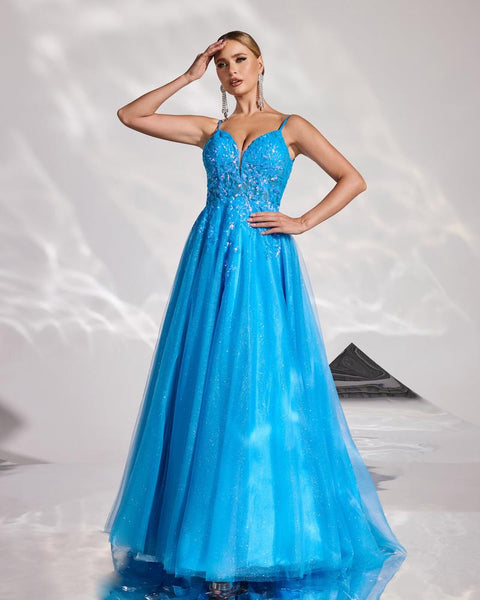 HKM-828755 Elegant Blue Evening Gown for Women - Style EZ25173