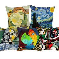 HKM-828883 Painted Cartoon Linen Pillowcase with PP Cotton Filling for Cozy Decor