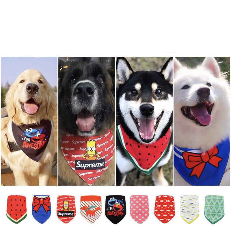 HKM-828883 Three-Layer Thickened Waterproof Triangle Scarf for Dogs - Cartoon Design in Multiple Colors