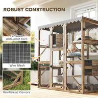 HKM-8289213 Expandable Outdoor Cat Enclosure with Multi-Level Platforms and Waterproof Roof for Multiple Cats
