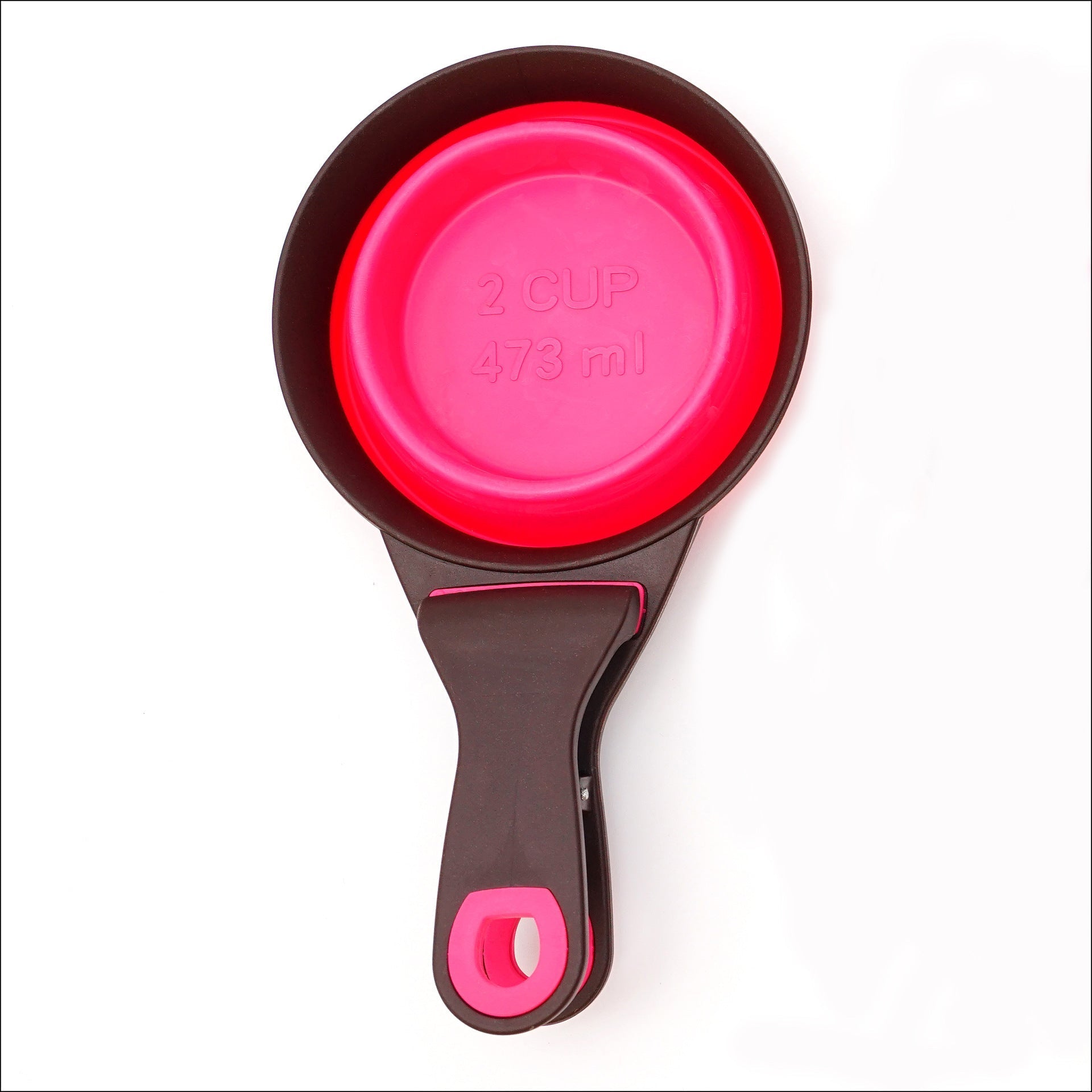 HKM-8289341 Folding Silicone Pet Bowl with Measuring Spoon and Storage Clip for Dogs and Cats