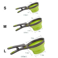 HKM-8289341 Folding Silicone Pet Bowl with Measuring Spoon and Storage Clip for Dogs and Cats