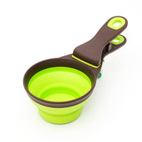 HKM-8289341 Folding Silicone Pet Bowl with Measuring Spoon and Storage Clip for Dogs and Cats